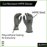 Cordova 3711G Valor Salt & Pepper 13-Gauge HPPE Shell Gloves, Gray Polyurethane Palm Coating, ANSI Cut Level A2