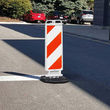 Plasticade Crosscade Vertical Panel Traffic Channelizer with Double-Sided 12" x 36" HIP sheeting and Recycled Rubber Base