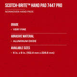 3M Scotch-Brite 7447B Pro Hand Pad, Very Fine Grade, Bulk Pack of 60, 6 in x 9 in, No Perforations, Aluminum Oxide, Load Resistant, General Purpose Sanding, Surface Activation, Pre-Paint Scuffing