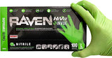 RAVEN 66552 HiViz Neon Green Nitrile Gloves (formerly Derma VUE), Size LARGE, 7 MIL, Powder Free - 10 Boxes of 100 Gloves By Weight (1000 Count)