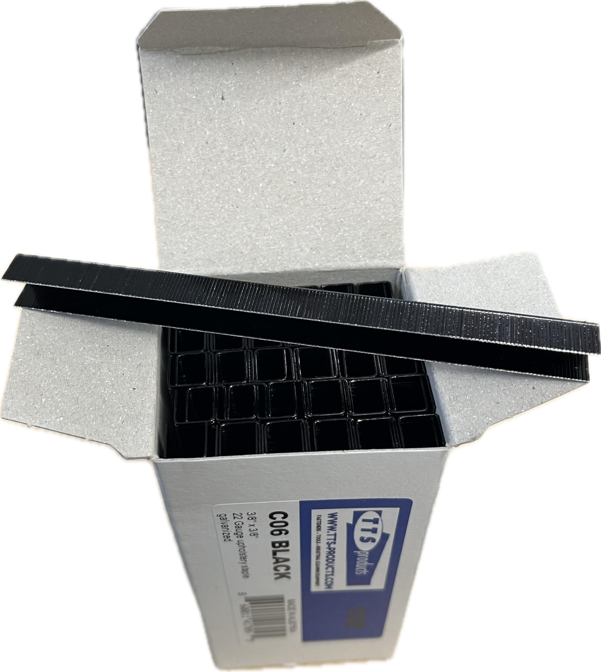 Upholstery Fine Wire Staple 22 Gauge BLACK C06 3/8 crown, 3/8 length 87006B Upholstery Fine Wire Staple 22 Gauge BLACK C06 3/8 crown, 3/8 length 87006B