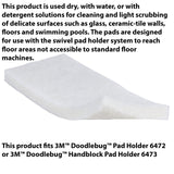 3M Doodlebug Utility Pad, 4-5/8" x 10", White, pack of 20 pads, Buffs and Cleans Glass, Ceramic Tile, Fiberglass, Floors, Swimming Pools