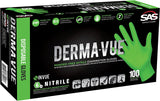 SAS Safety 66551 Derma-VUE Powder-Free Exam Grade 6 Mil Nitrile Gloves, Medium, Neon Green