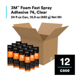 3M Foam Fast 74 Spray Adhesive Clear, (Net Fill: 16.9 fl Ounce)(Pack of 1)