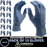 Cordova Safety Products 14501 Men's Heavyweight Jersey Gloves, Large, Blue(Pack of 12)