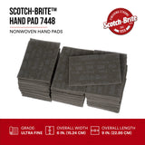 Cubitron Scotch-Brite Ultra Fine Grade 7448 Hand Pad, Pack of 20, 6 in x 9 in Hand Pads, Nonwoven Silicon Carbide, Surface Preparation, Scuffing, and Cleaning, Gray