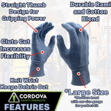 Cordova Safety Products 14501 Men's Heavyweight Jersey Gloves, Large, Blue(Pack of 12)