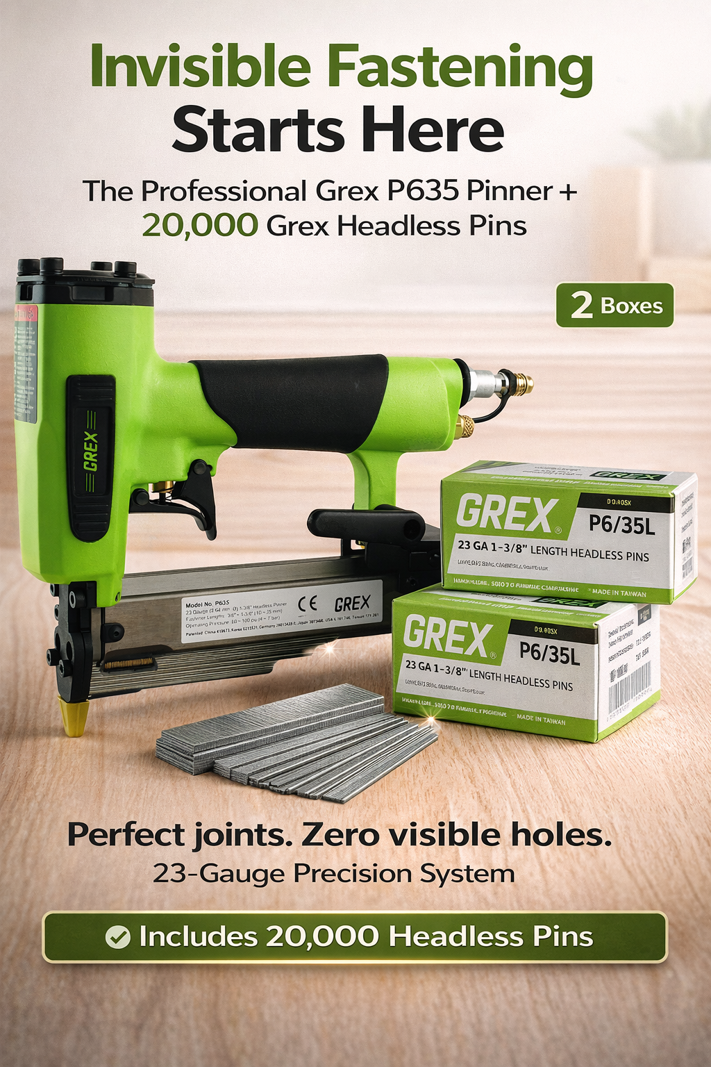 Pin Collaps Grex P635 Pinner + Grex Headless Pins P6-35L 1-3/8″ - qty 20,000 – TTS ...