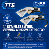 TTS Products Upholstery Cleaning Wand (2-Pack) with View Window – Auto Detail Extractor Tools Open Spray – Stainless Steel, 10-2820