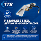 TTS Products Upholstery Cleaning Wand with View Window – Auto Detail Extractor Tool with Open Spray – Stainless Steel, Model 10-2820 - US Distributor!