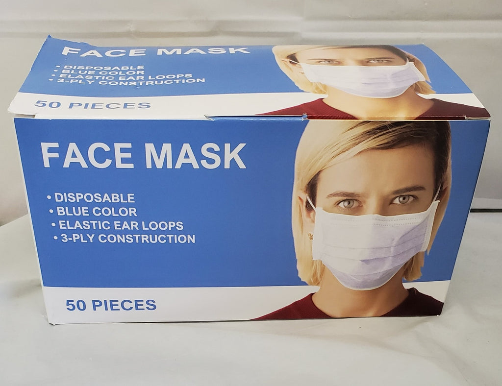 Face Mask Pack Of 50 Blue Single Use Disposable 3 Ply Ear Loop Tts Products 4466