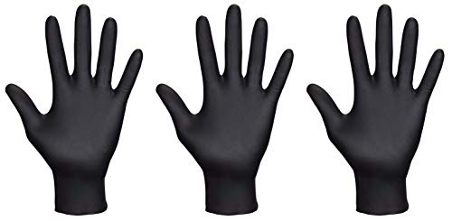 SAS Safety 66518 Raven Powder-Free Disposable Black Nitrile 6 Mil Gloves, Large, 100 Gloves by Weight - 3 Pack