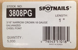 SpotNails 3808PG 3/16-Inch 18-Gauge Narrow Crown 1"