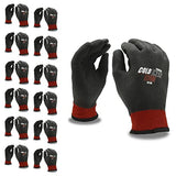 Cordova 3915L Cold Snap Xtreme Gloves, Two-Ply, Red Nylon Shell, Brushed Acrylic Terry Lining, Full Black Foam PVC Coating