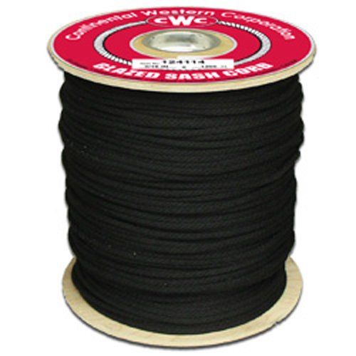 CWC Glazed Sash Cord (3/16" x 1200', Black)