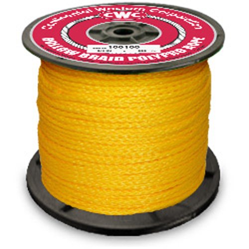 CWC Hollow Braid Polypropylene Rope, Yellow (3/8" x 1000')