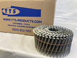TTS Products 15 Degree 2 1/4'' x 0.099'' Wire Coil Screw Shank Electro-Galvanized Coil Nails