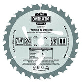 CMT K02407 ITK Contractor Framing/Decking Saw Blade, 7-1/4 x 24 Teeth, 10° ATB with 5/8-Inch<> bore