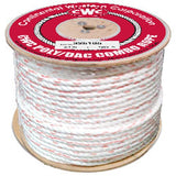 CWC 3-Strand Poly Dacron Rope, White with Blue/Orange Tracers (3/8" x 1200' - 2700 lb. Tensile)