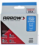 Arrow Fastener 505 5 Pack 5/16in. T50 Heavy Duty Staples, 1,250 Staples Per Pack