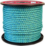 CWC Blue Steel Rope Standard Lay, Teal with Dark Blue Tracer (3/8" x 600')