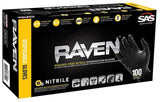 SAS Safety 66518 Raven Powder-Free Disposable Black Nitrile 6 Mil Gloves, Large, 100 Gloves by Weight - 3 Pack (66518 x3)