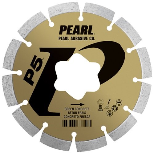 Pearl Abrasive LW006GC P5 Green Concrete Early Entry Blade Kit with Star Arbor, 6-Inch, Gold