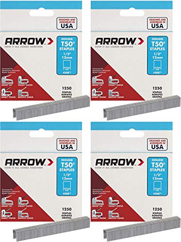 Arrow Fastener 508 Genuine T50 1/2-Inch Staples, 4 Pack