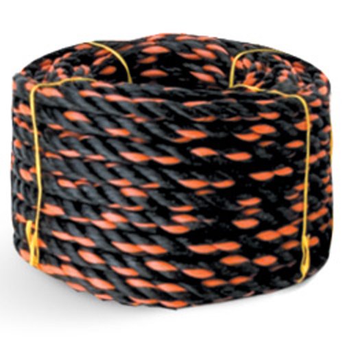 CWC Polypropylene California Truck Rope - 3/8" x 50 ft, Blk W/Org Tracer (Pack of 12 Rolls)