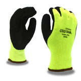 Cold Snap Gloves, 7-Gauge, Hi-Vis Green, Brushed, Loop-In, Acrylic Terry Shell, Black Foam Latex Palm Coating