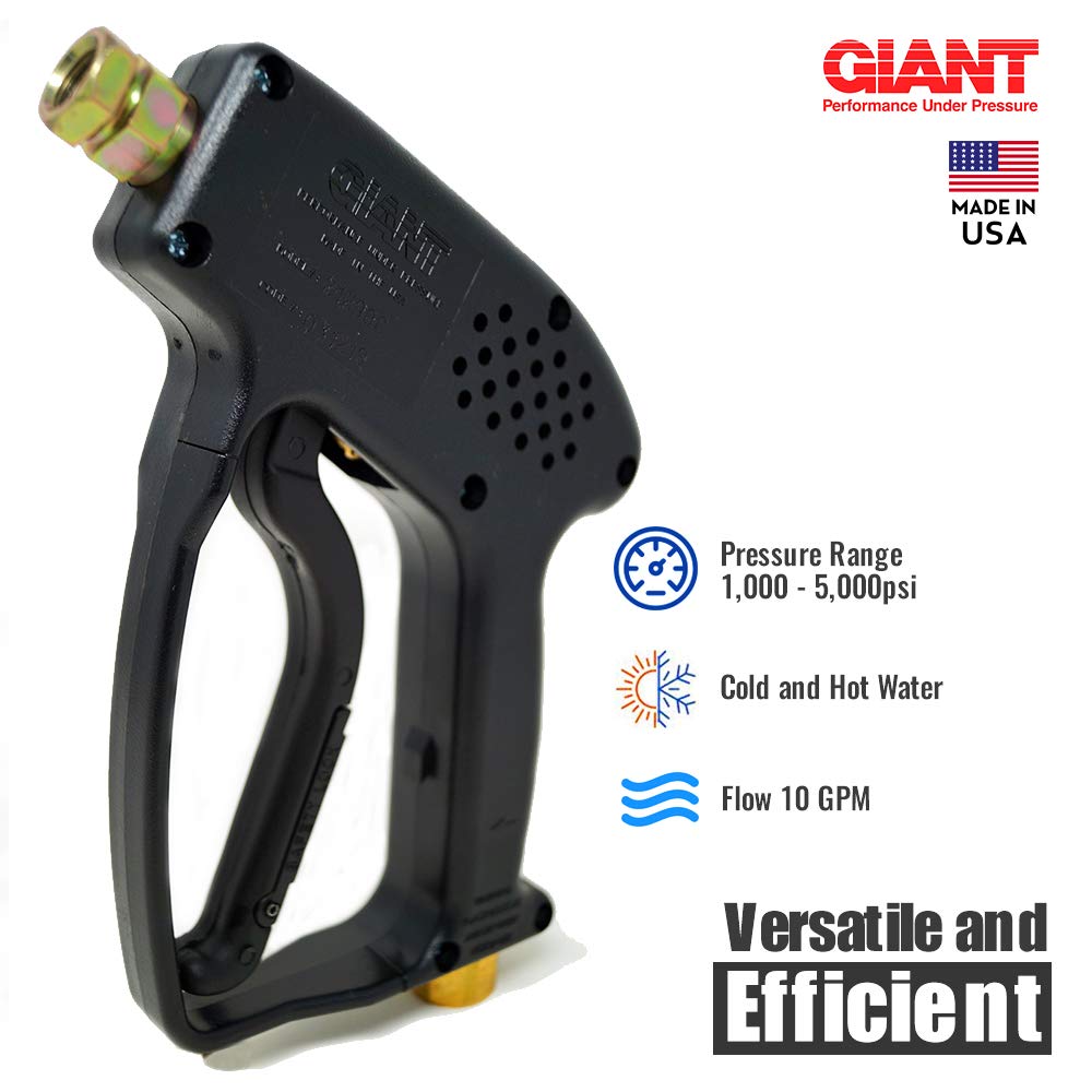 GIANT Trigger Gun - Pressure Washer - 21290C - and Brass Fitting Shut-Off / 5000psi, 10 GPM/Durability/Made in USA