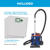 Powr-Flite Newton HEPA Vacuum Filter Replacement Bags for Canister Vacuum Cleaner, One Set of 25, X6100