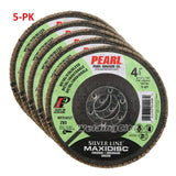 5-PK Pearl Abrasive Maxidisc Flap Disc Silver-Line Zirconia for Metal and Stainless Steel Type 27