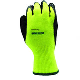 Cold Snap Gloves, 7-Gauge, Hi-Vis Green, Brushed, Loop-In, Acrylic Terry Shell, Black Foam Latex Palm Coating