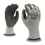 Cordova Therma-Cor Gloves, 10-Gauge, Gray, Brushed, Loop-In, Acrylic Terry Shell, Gray Latex Palm Coating, 12-Pack