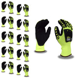 Cordova 7735 Impact Gloves, Padded Nitrile Coating for Extra Grip, Reinforced Thumb, High-Visibility Work Gloves with Impact Protection, Flexible and Comfy, Heavy-Duty, X-Large, 10-Pack Bulk Gloves