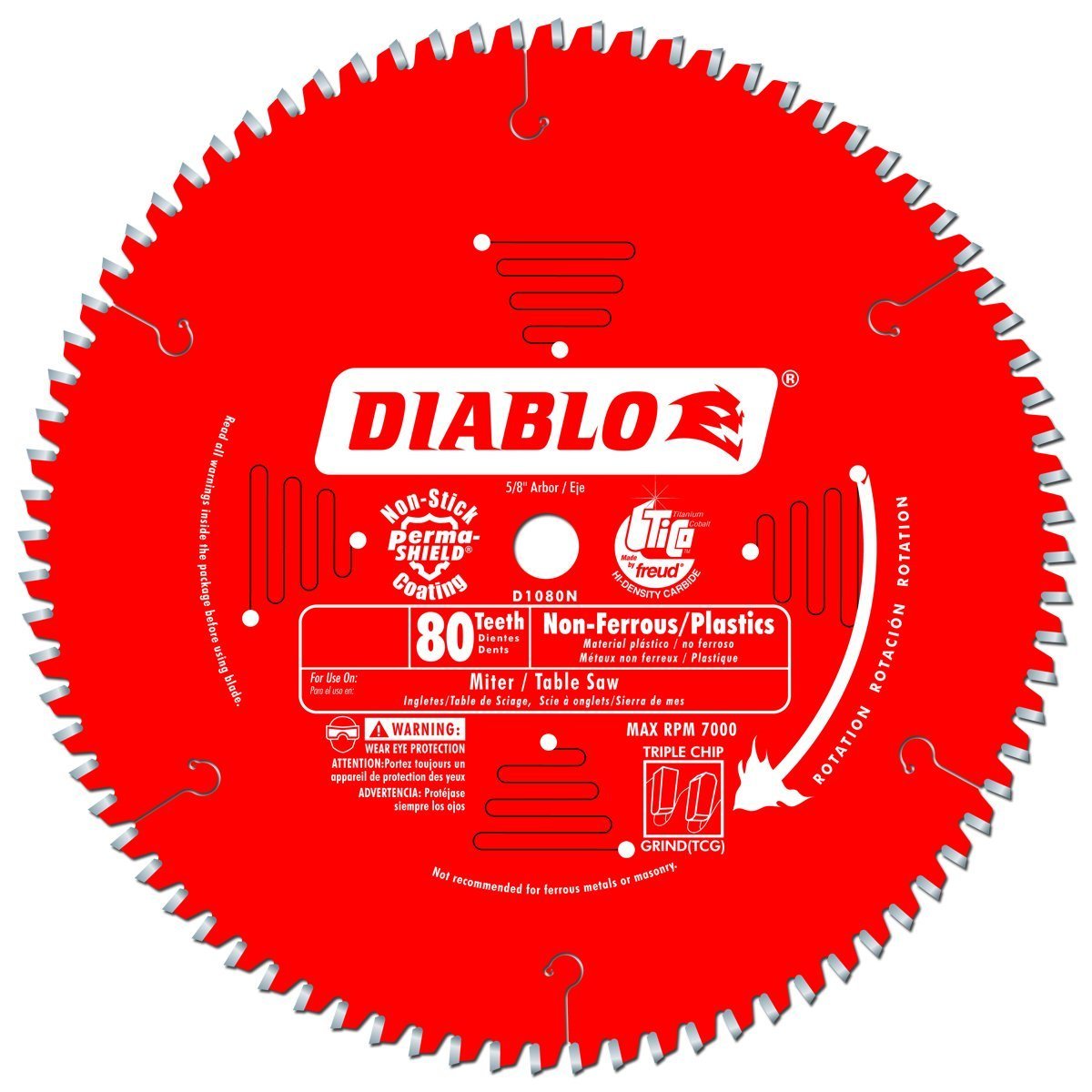 Freud D1080N Diablo 10-Inch 80 Tooth TCG Non-Ferrous Metal  Plastic C –  TTS Products