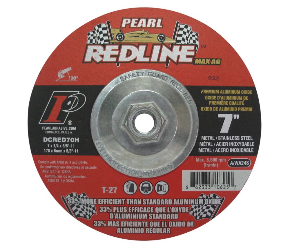 Pearl Abrasive DCRED70H 7" by 1/4" by 5/8"-11 Depressed Center Grinding Wheels