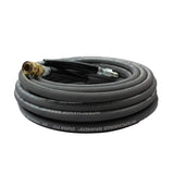 Interchange Brands 3/8” x 50ft 4000 PSI High Pressure Washer Hose Gray Non-Marking, Steel Braid, Quick Couplers, 275 Max Temp, Assembled In USA