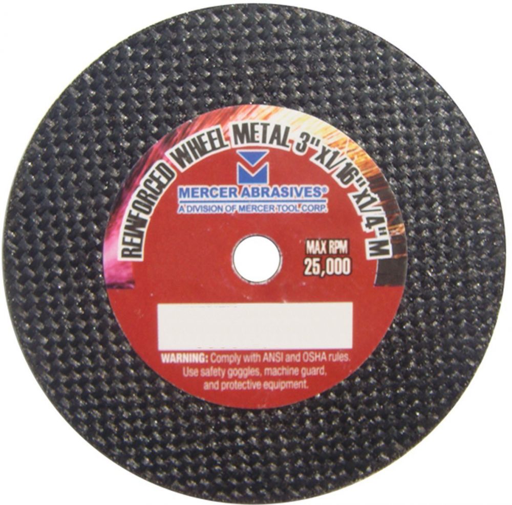 Mercer Abrasives 613030-100 Small Diameter High Speed Fully Reinforced Cut-Off Wheels 3-Inch by 1/32-Inch by 3/8-Inch M, 100-Pack