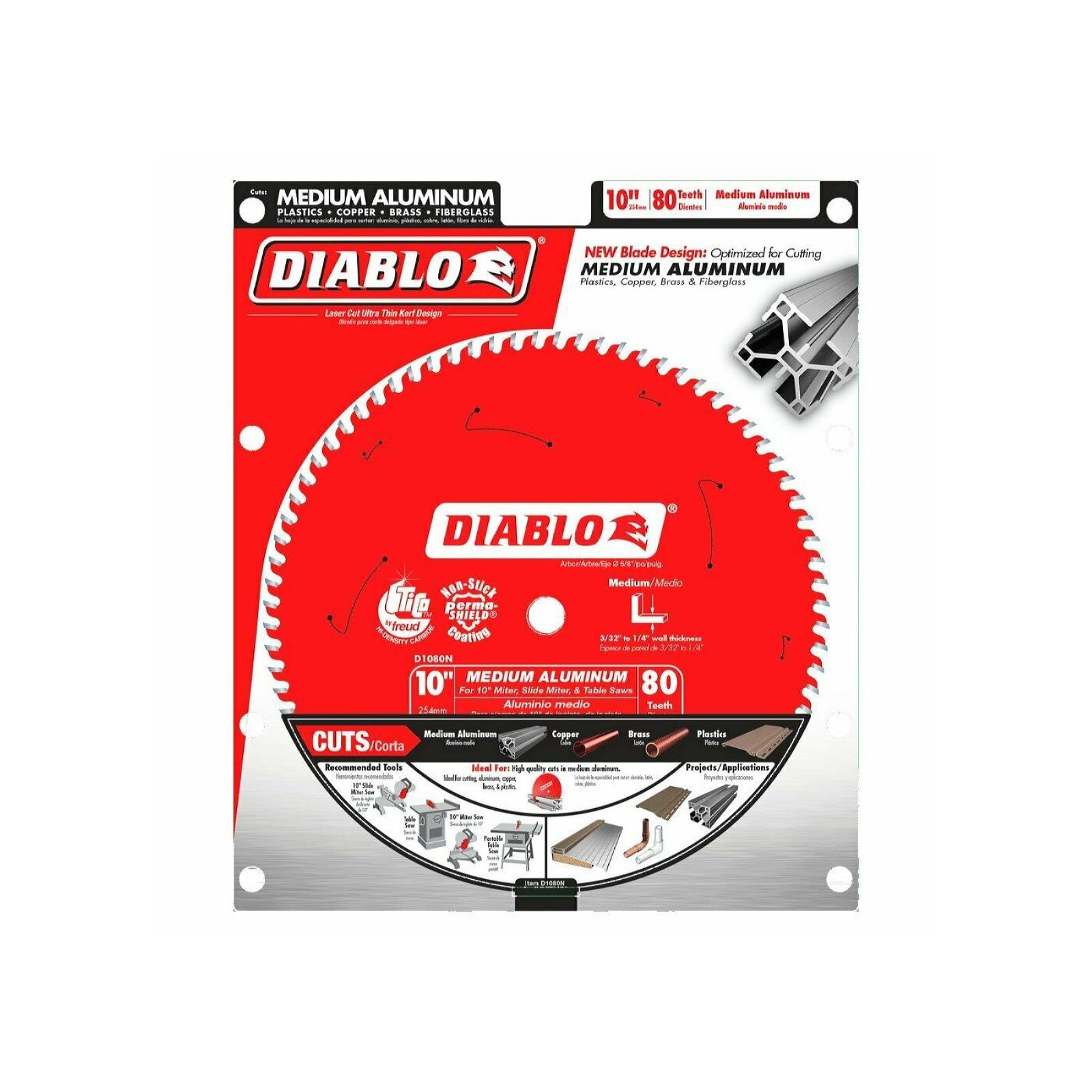 Diabloo D1080N 10 in. x 80 Tooth Medium Aluminum Saw Bblade – TTS Products