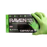 SAS Safety RAVEN HiViz Neon Green Nitrile Gloves (formerly Derma VUE), Size MEDIUM, 7 MIL, Powder Free - 10 Boxes of 100 Gloves By Weight (1000 Count)