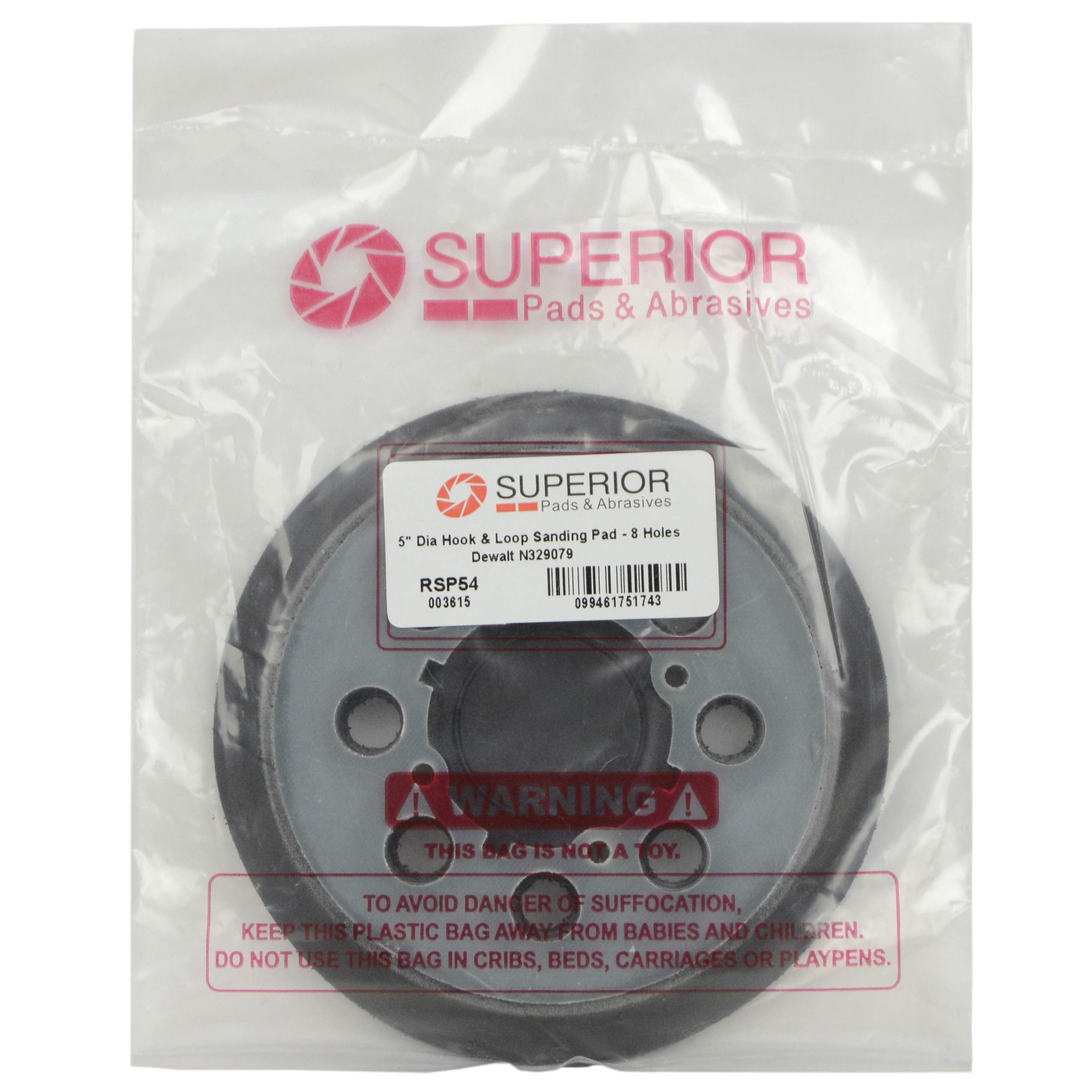 Superior Pads and Abrasives RSP26 5 Dia 8 Hole Sander 