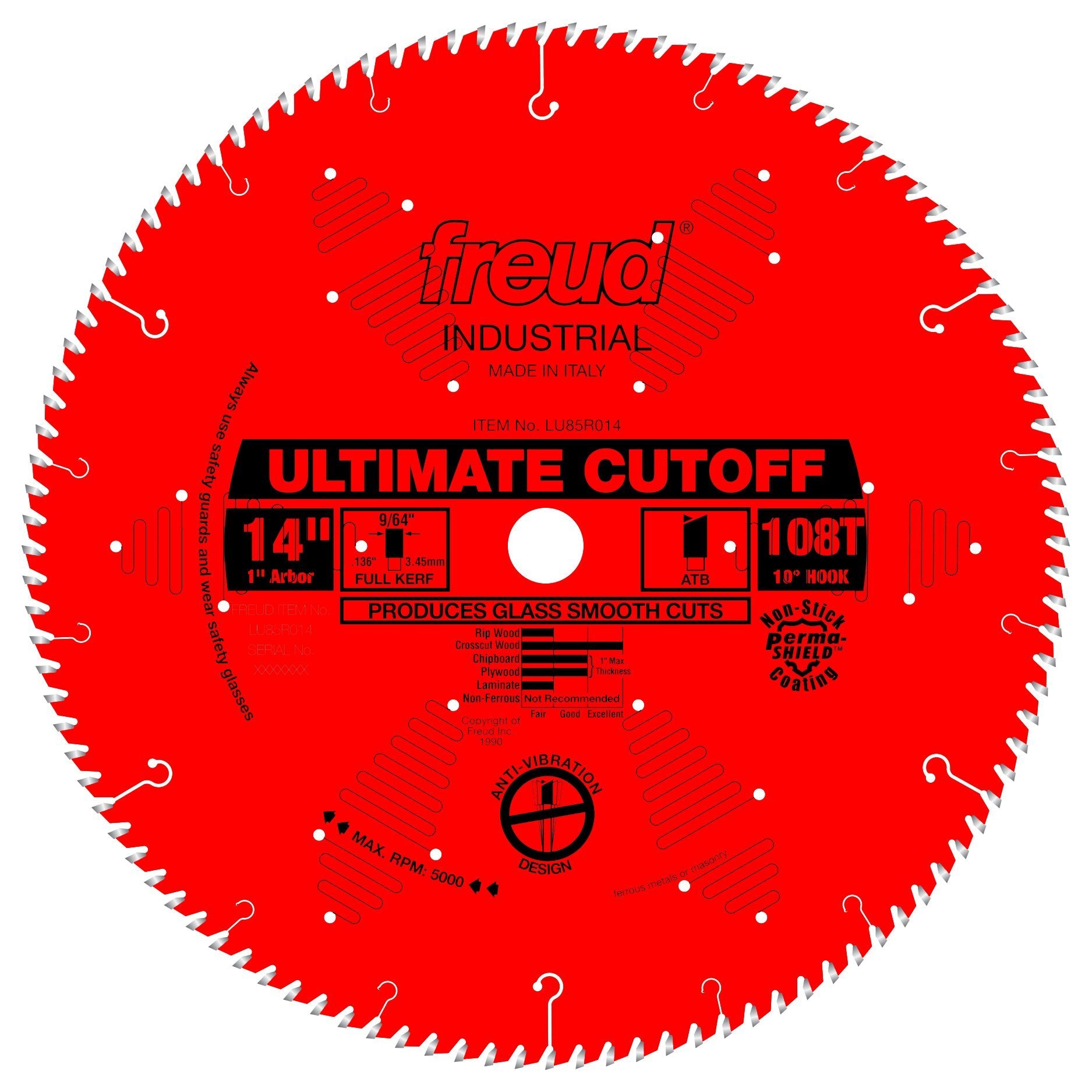 Freud LU85R008 8-Inch 64 Tooth ATB Ultimate Cut-Off Saw Blade with 5/8-Inch Arbor and PermaShield Coating