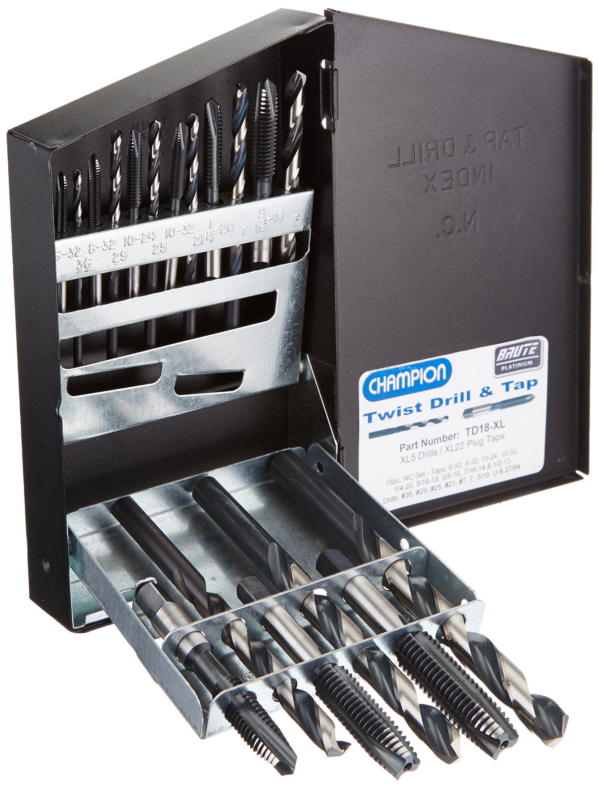Champion Cutting Tool TD18-XL Brute Platinum NC Tap and Drill Set