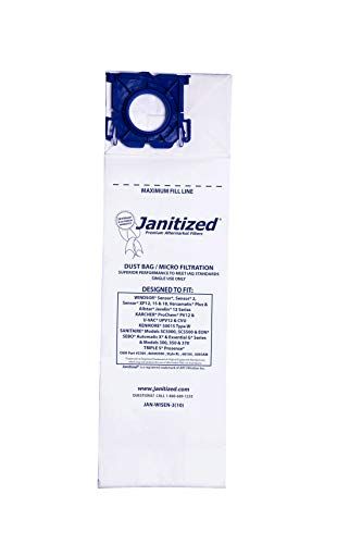 Janitized JAN-WISEN-3(10) Premium Replacement Commercial Vacuum Paper Bag, Windsor Sensor XP12, 15 and 18, Versamatic Plus, SSS Prosense, Kenmore 50015, OEM#5300, 86000500, 50015 (Pack of 10)
