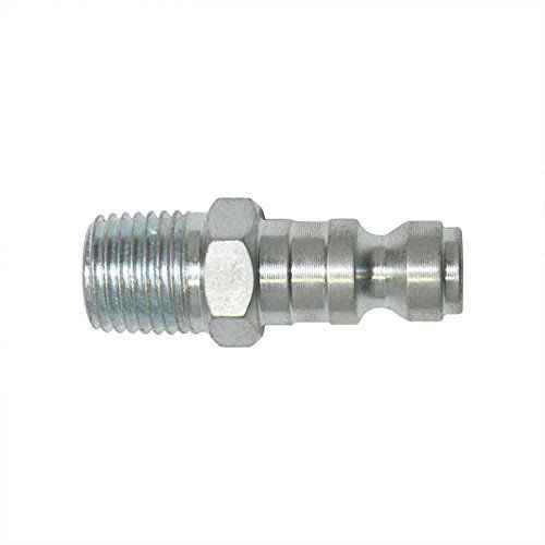Interstate Pneumatics CPA441Z 1/4 Inch Automotive Steel Coupler Plug x 1/4 Inch Male NPT - Silver Zinc Color