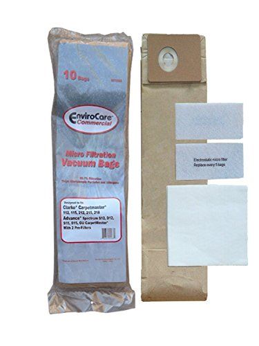 Advance Spectrum, Clarke CarpetMaster and Nilfisk Commercial Upright Allergy Vacuum Cleaner Bags 1471058500 and (1) Exhaust Filter 147 0966 500, (2) Pre Filters 147 0960 500