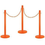 Plastic Stantion - Set of 4 Orange with Chain and Hooks