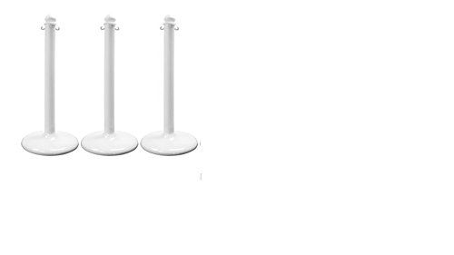 Plastic Floor Stanchions with Base in White, (Package of 3)